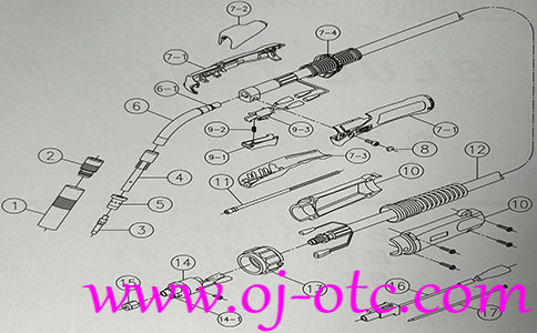 OTC DAIHEN BT3510V-30 分解圖 OTC DAIHEN BT3510V-30 焊槍分解圖及各部件編號